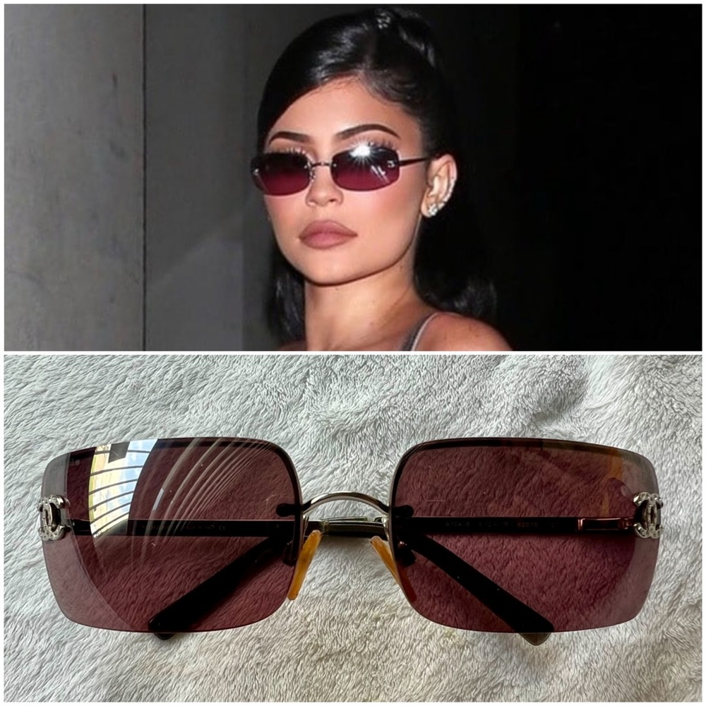 Vintage CHANEL RIMLESS SUNGLASSES 4104-B w/Swarovski